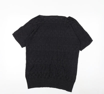 Klass Womens Black Polyamide Basic T-Shirt Size L Round Neck