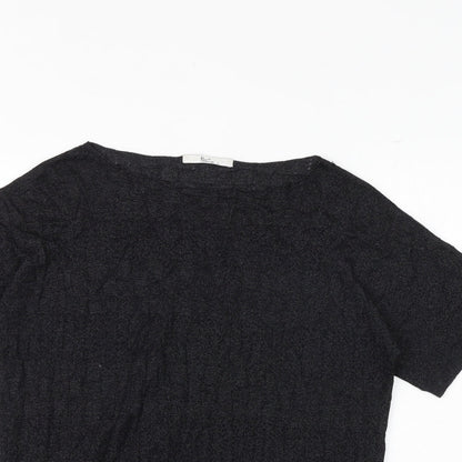 Klass Womens Black Polyamide Basic T-Shirt Size L Round Neck
