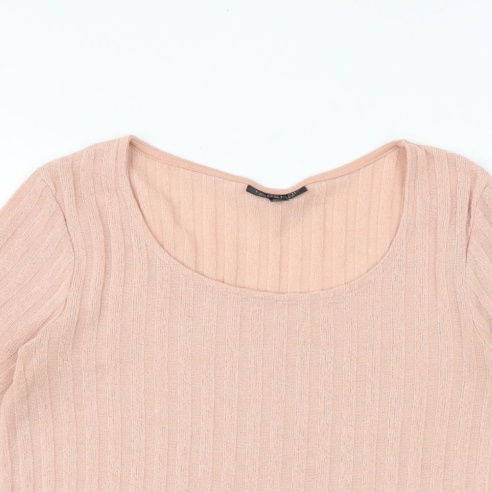 Womens UK Size 10 Topshop Pink Basic T-Shirt