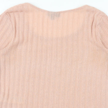 Womens UK Size 10 Topshop Pink Basic T-Shirt