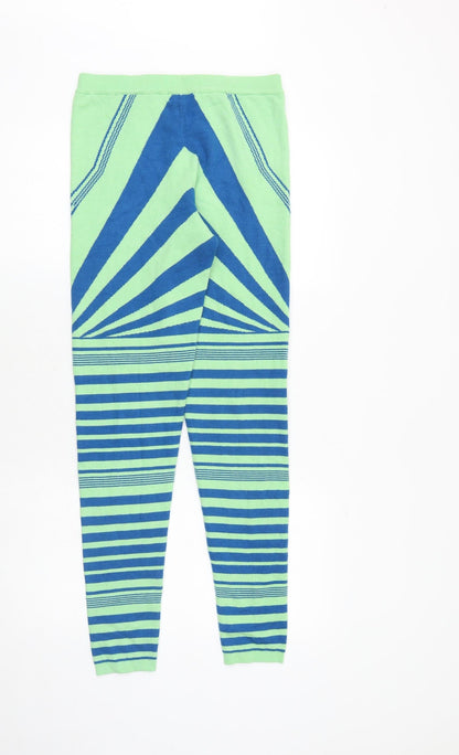 PRETTYLITTLETHING Womens Green Geometric Viscose Compression Leggings Size M Regular