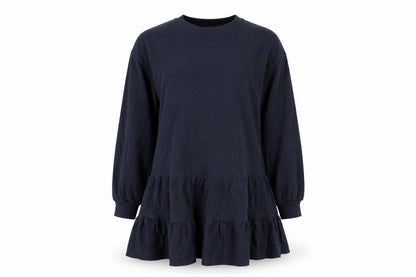 River Island Womens Blue Cotton Jumper Dress Size M Round Neck Pullover