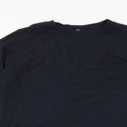 River Island Womens Blue Cotton Jumper Dress Size M Round Neck Pullover