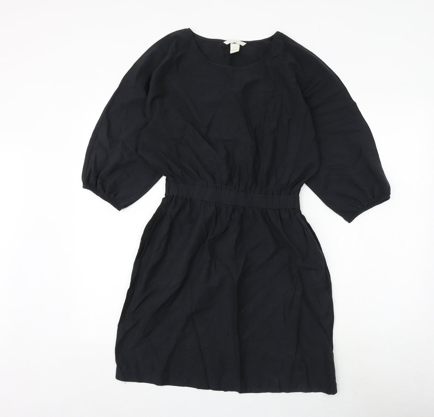 H&M Womens Black Cotton A-Line Size 6 Round Neck Pullover