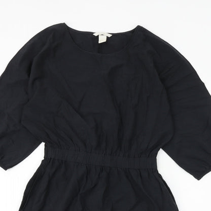 H&M Womens Black Cotton A-Line Size 6 Round Neck Pullover