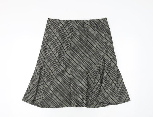 Marks and Spencer Womens Black Striped Polyester Swing Skirt Size 14
