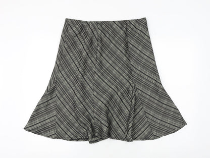 Marks and Spencer Womens Black Striped Polyester Swing Skirt Size 14