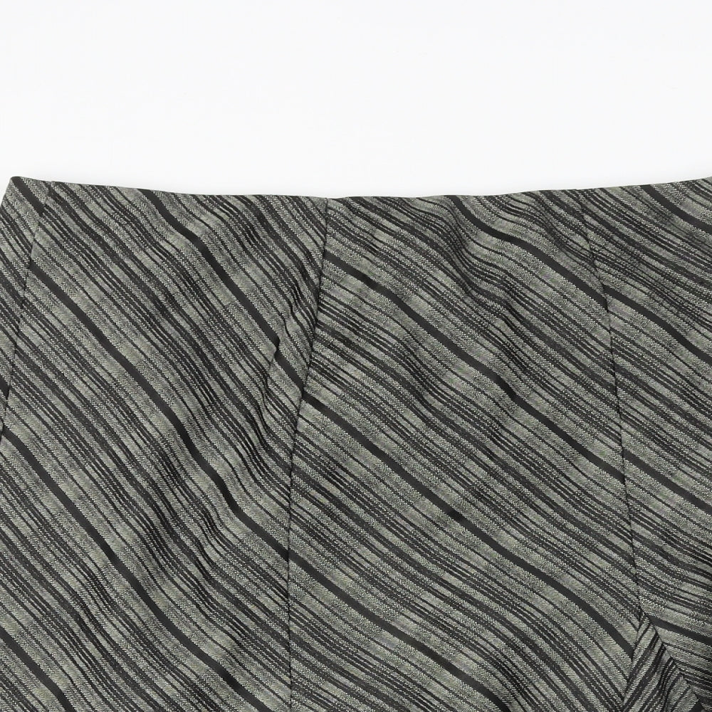 Marks and Spencer Womens Black Striped Polyester Swing Skirt Size 14