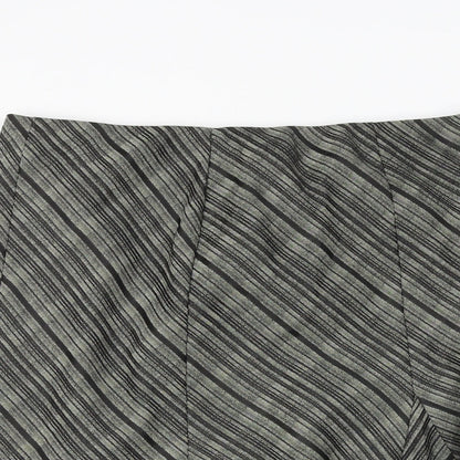 Marks and Spencer Womens Black Striped Polyester Swing Skirt Size 14