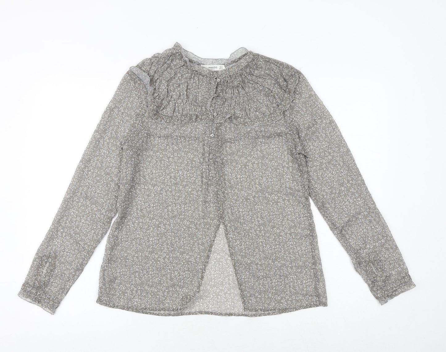 Womens UK Size S Mango Grey Basic Blouse