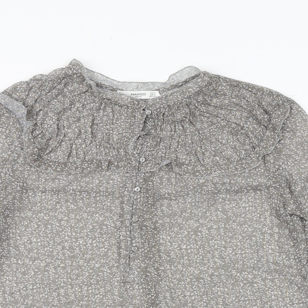 Womens UK Size S Mango Grey Basic Blouse