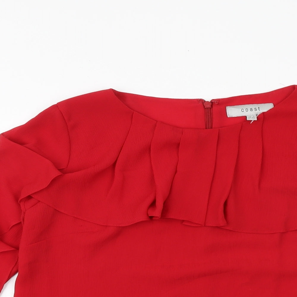 Womens UK Size 8 Coast Red Basic Blouse