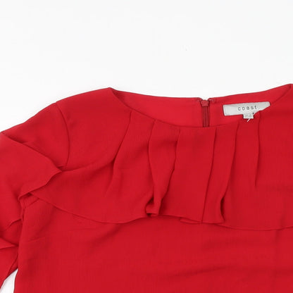 Womens UK Size 8 Coast Red Basic Blouse