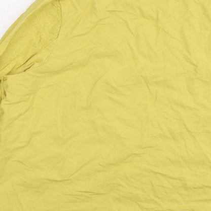 M&Co Womens Yellow Cotton Basic Blouse Size 18 Round Neck - Textured