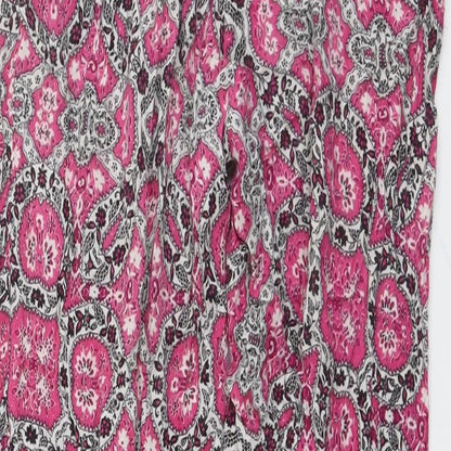 New Look Womens Pink Geometric Viscose Trousers Size 6 L27 in Regular Drawstring