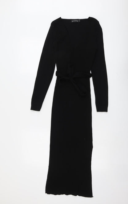 PRETTYLITTLETHING Womens Black Acrylic Bodycon Size S Round Neck Pullover