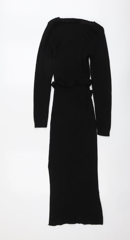 PRETTYLITTLETHING Womens Black Acrylic Bodycon Size S Round Neck Pullover