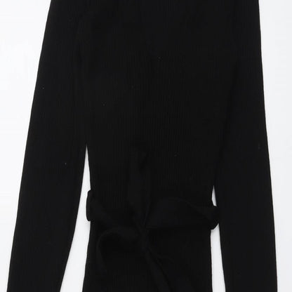 PRETTYLITTLETHING Womens Black Acrylic Bodycon Size S Round Neck Pullover