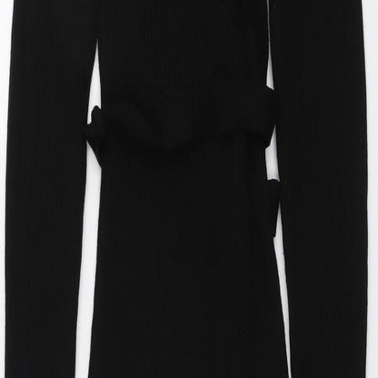 PRETTYLITTLETHING Womens Black Acrylic Bodycon Size S Round Neck Pullover