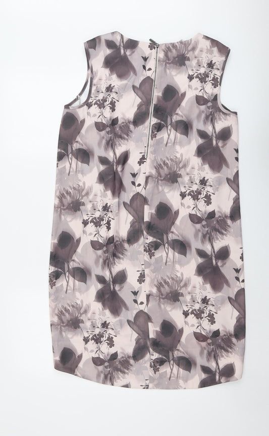 NEXT Womens Pink Geometric Polyester Tank Dress Size 12 Round Neck Zip