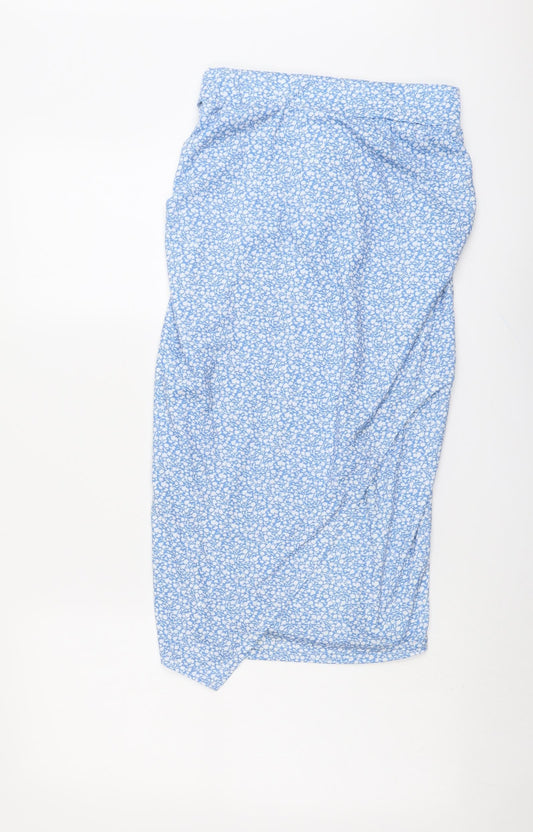 In the Style Womens Blue Floral Polyester A-Line Skirt Size 8