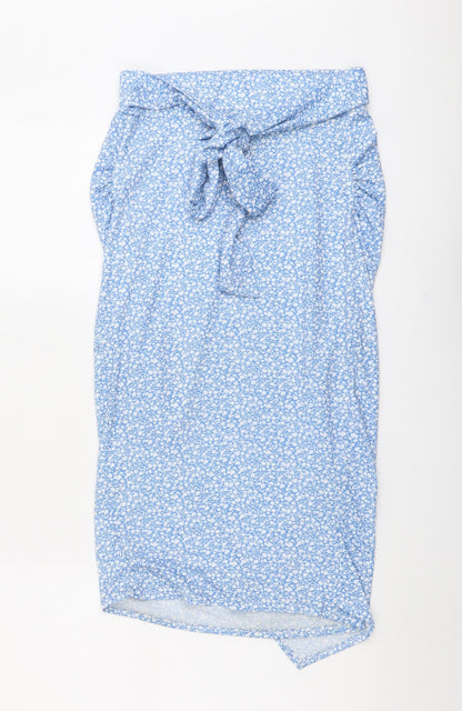 In the Style Womens Blue Floral Polyester A-Line Skirt Size 8