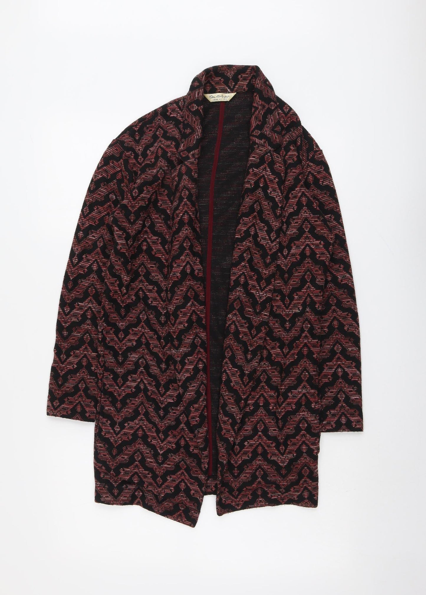Miss Selfridge Womens Red Geometric Jacket Blazer Size 6 - Longline