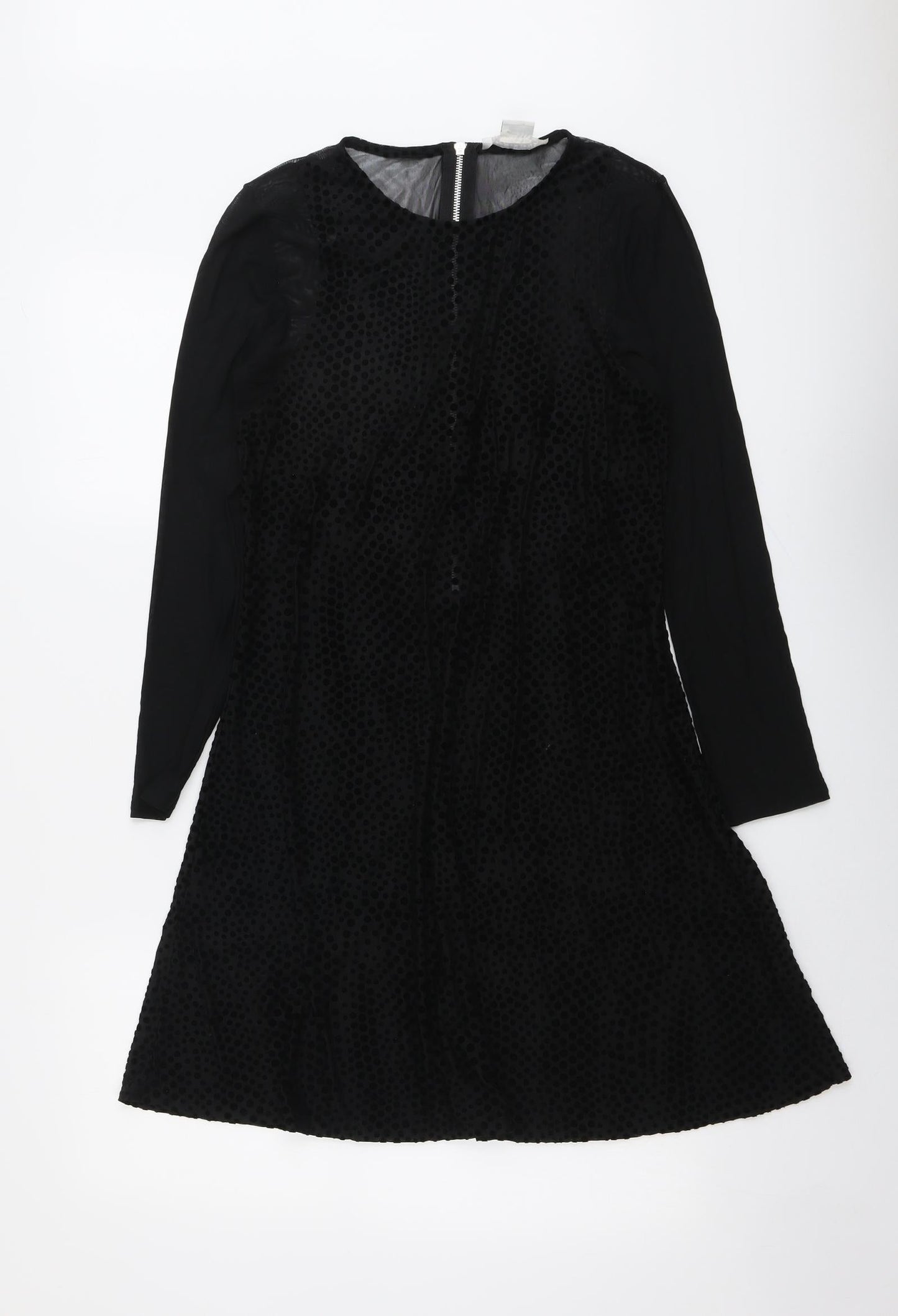 Cooperative Womens Black Nylon Trapeze & Swing Size M Round Neck Zip