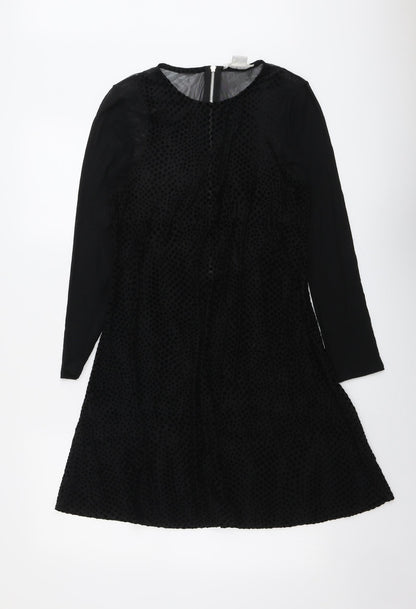 Cooperative Womens Black Nylon Trapeze & Swing Size M Round Neck Zip
