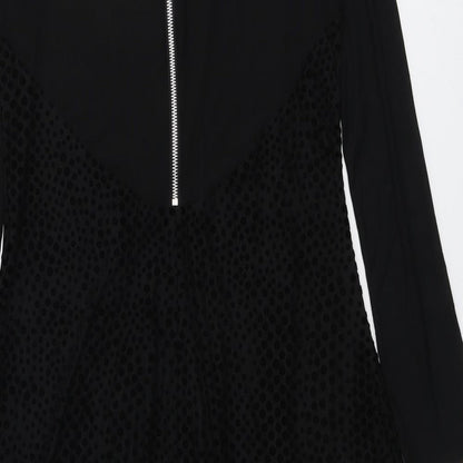 Cooperative Womens Black Nylon Trapeze & Swing Size M Round Neck Zip