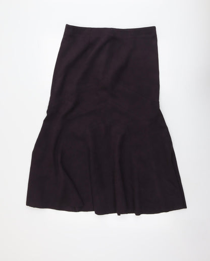 Marks and Spencer Womens Purple Polyester Swing Skirt Size 12 Zip