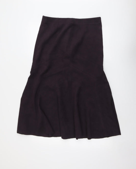 Marks and Spencer Womens Purple Polyester Swing Skirt Size 12 Zip