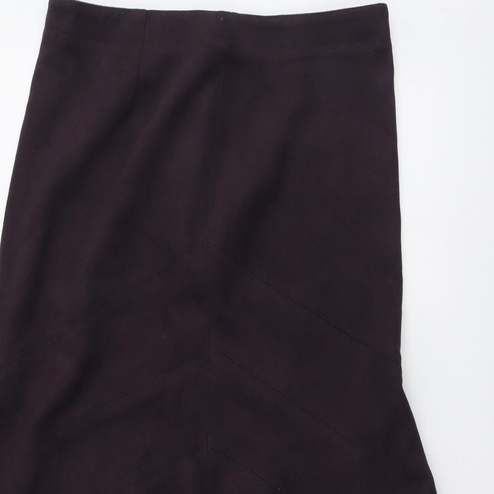 Marks and Spencer Womens Purple Polyester Swing Skirt Size 12 Zip