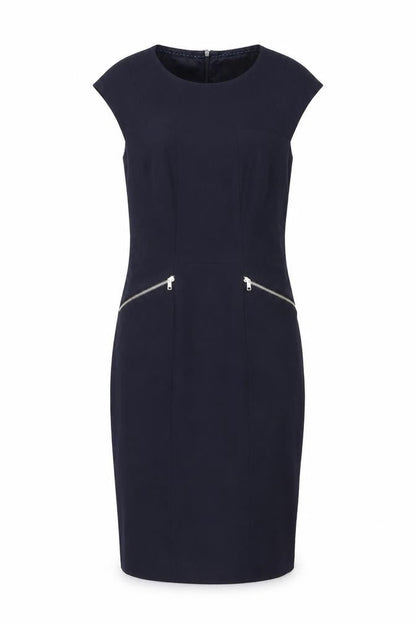 NEXT Womens Blue Polyester Shift Size 6 Round Neck Zip