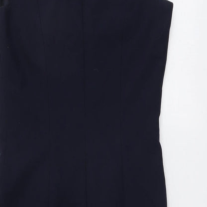 NEXT Womens Blue Polyester Shift Size 6 Round Neck Zip