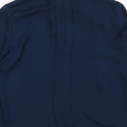 White House Black Market Womens Blue Polyester Basic Blouse Size 14 Mock Neck