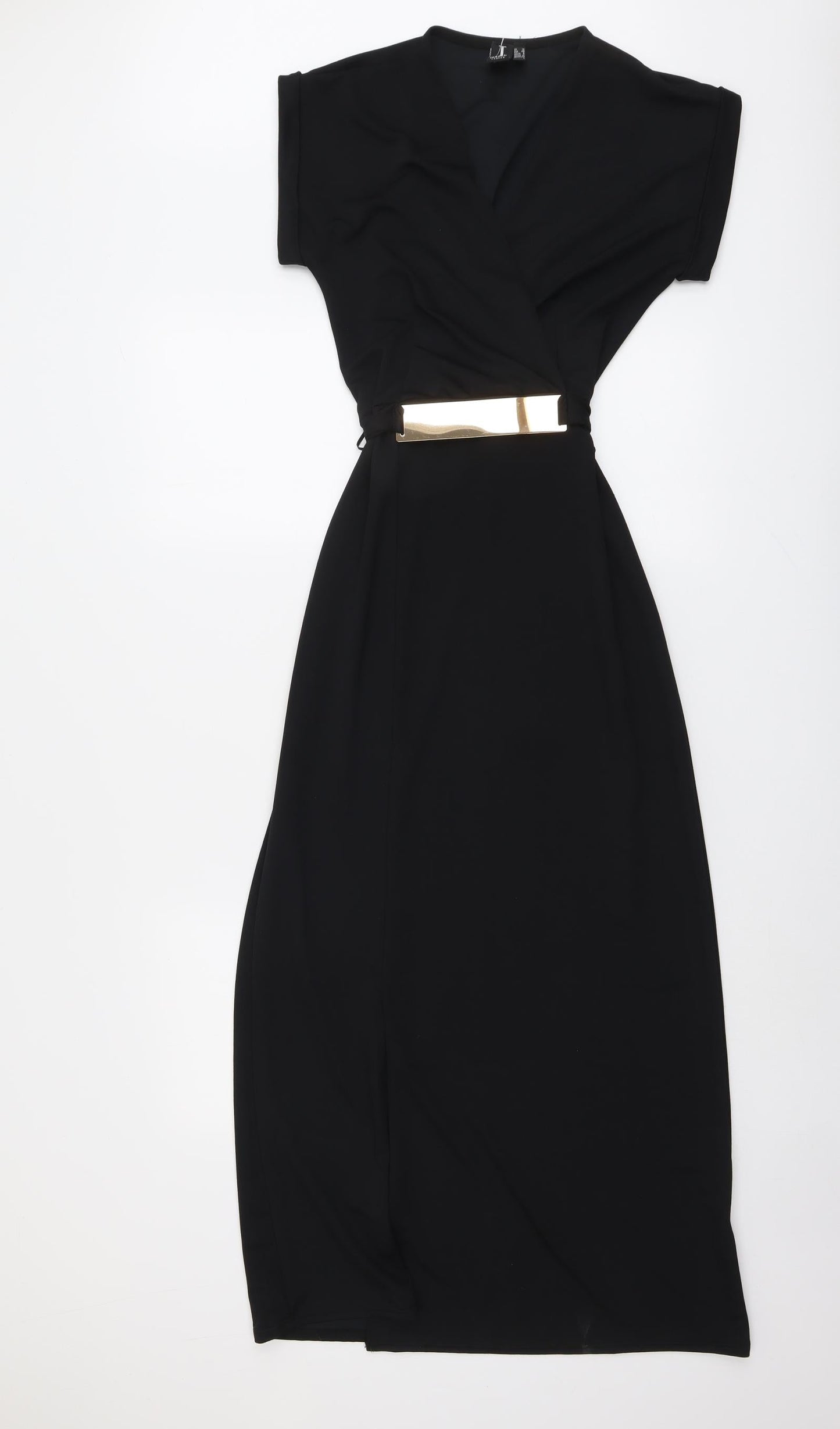 Izabel London Womens Black Polyester Maxi Size 12 Round Neck Pullover
