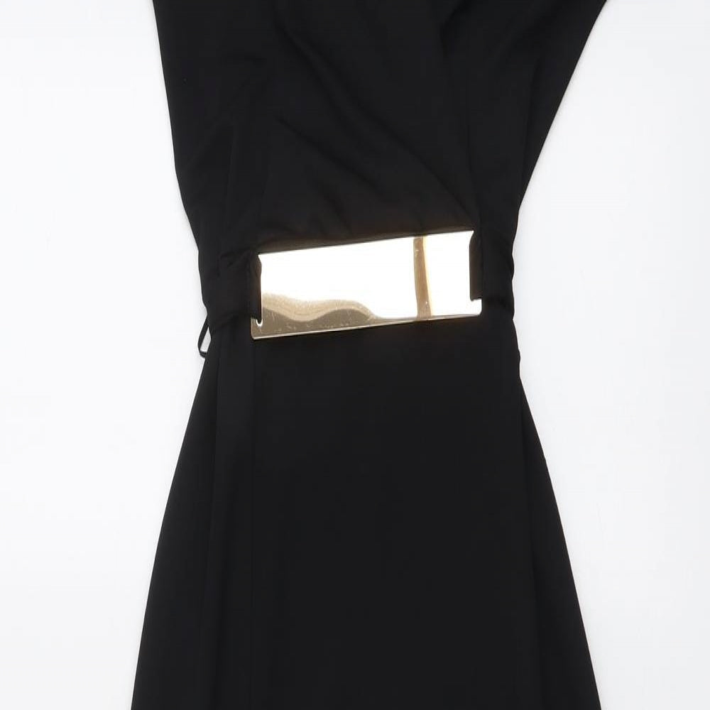 Izabel London Womens Black Polyester Maxi Size 12 Round Neck Pullover
