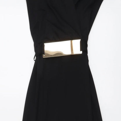 Izabel London Womens Black Polyester Maxi Size 12 Round Neck Pullover