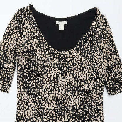 H&M Womens Black Geometric Cotton A-Line Size M Round Neck Pullover