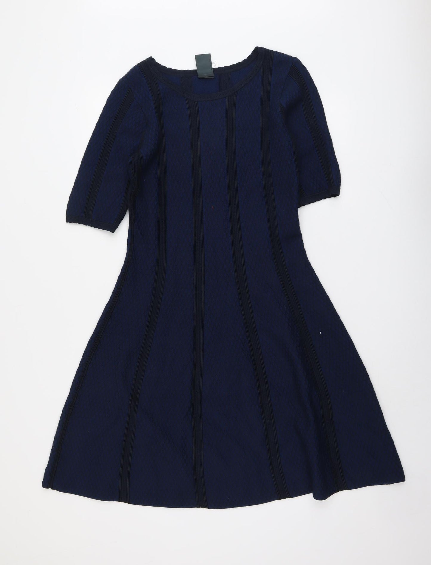 Gubby Style Womens Blue Viscose Fit & Flare Size M Round Neck Pullover