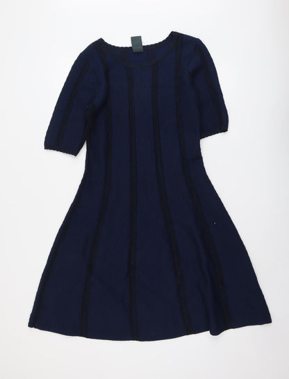 Gubby Style Womens Blue Viscose Fit & Flare Size M Round Neck Pullover