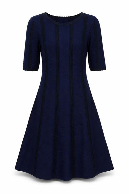 Gubby Style Womens Blue Viscose Fit & Flare Size M Round Neck Pullover
