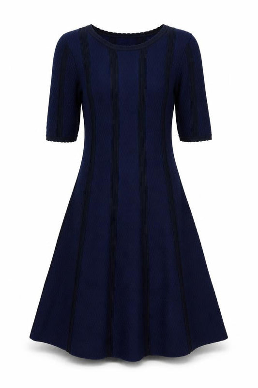Gubby Style Womens Blue Viscose Fit & Flare Size M Round Neck Pullover