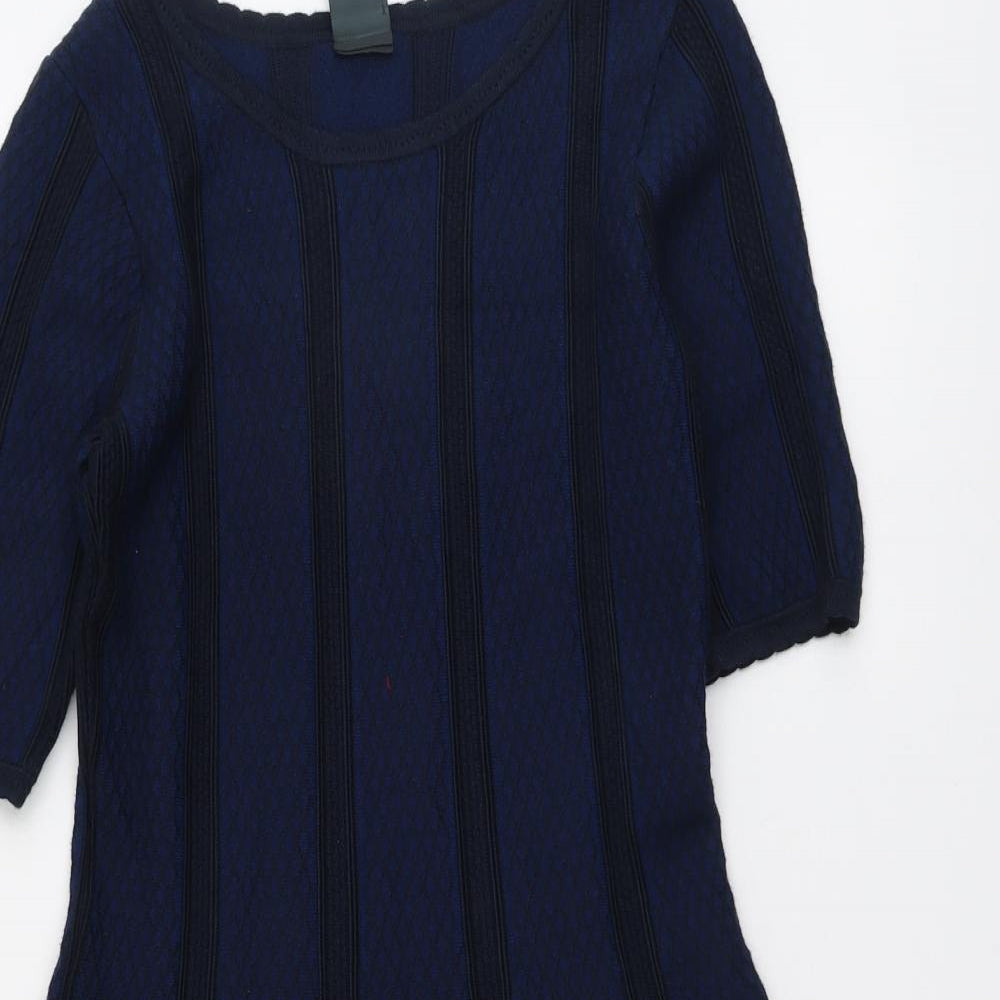 Gubby Style Womens Blue Viscose Fit & Flare Size M Round Neck Pullover