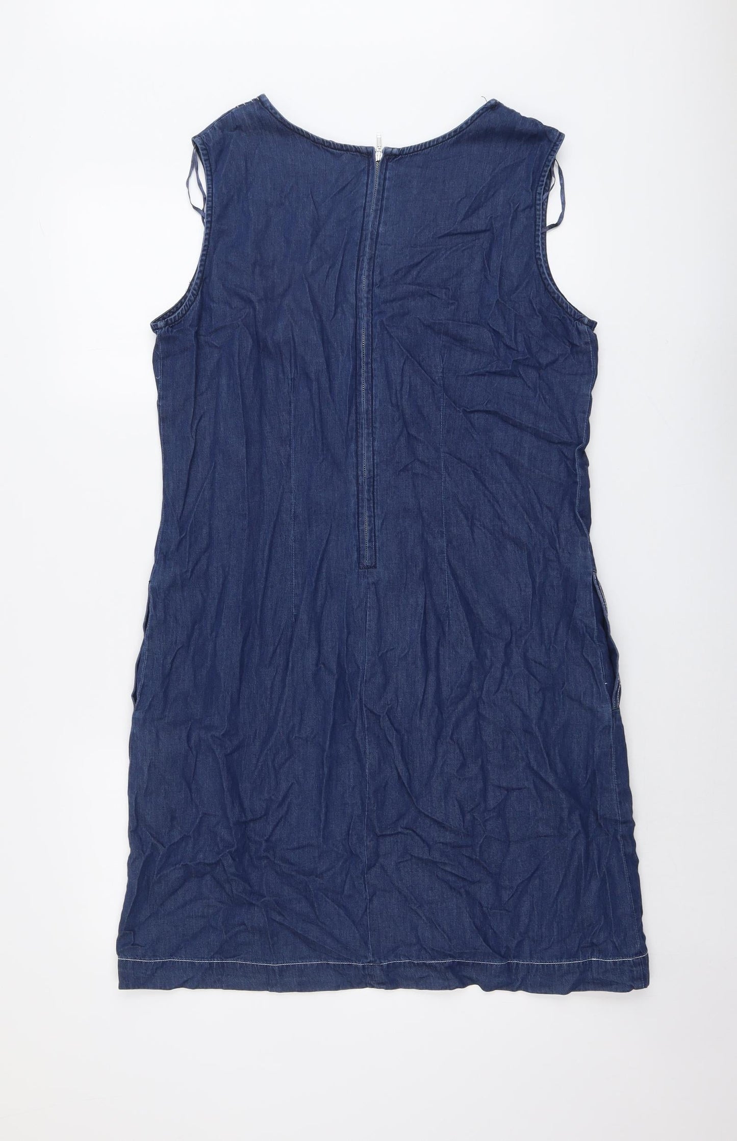 Roman Womens Blue Cotton A-Line Size 16 V-Neck Zip