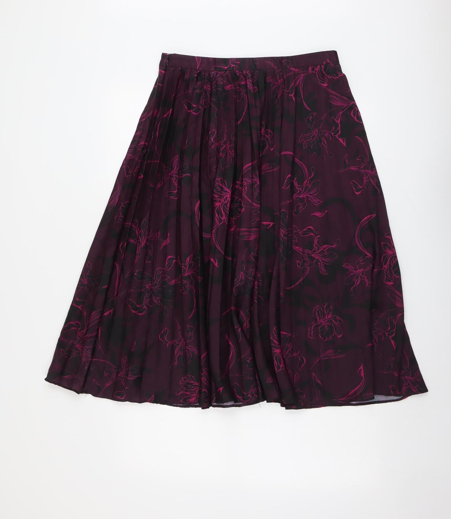 Fenn Wright Manson Womens Purple Geometric Polyester Pleated Skirt Size 12 Zip