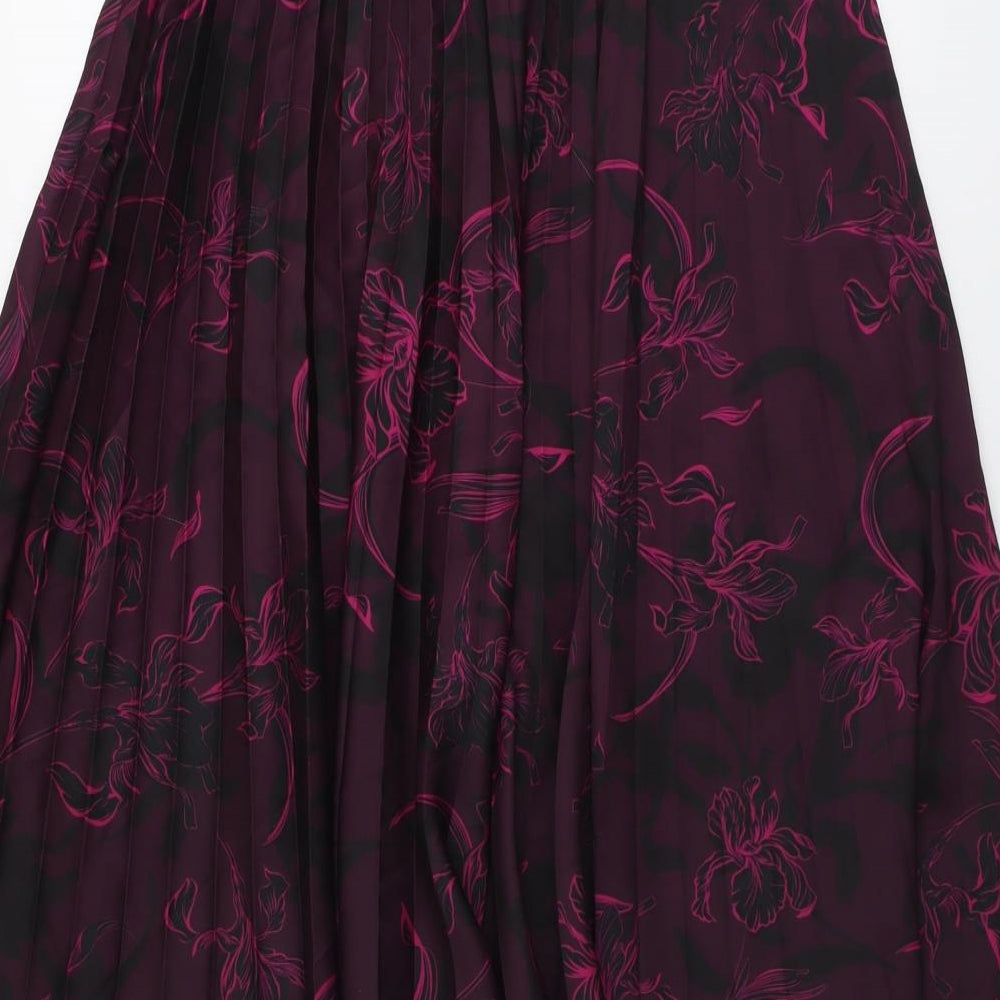 Fenn Wright Manson Womens Purple Geometric Polyester Pleated Skirt Size 12 Zip