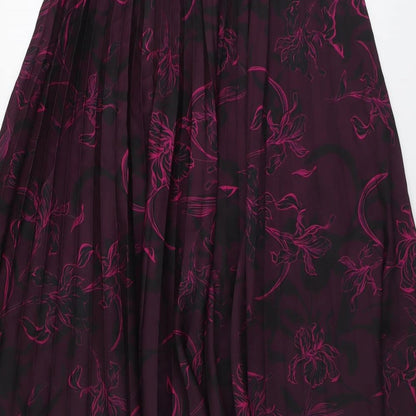 Fenn Wright Manson Womens Purple Geometric Polyester Pleated Skirt Size 12 Zip