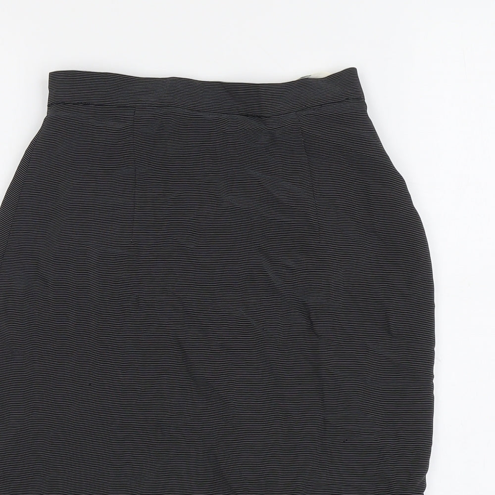 Kaliko Womens Black Striped Viscose A-Line Skirt Size 8 Zip